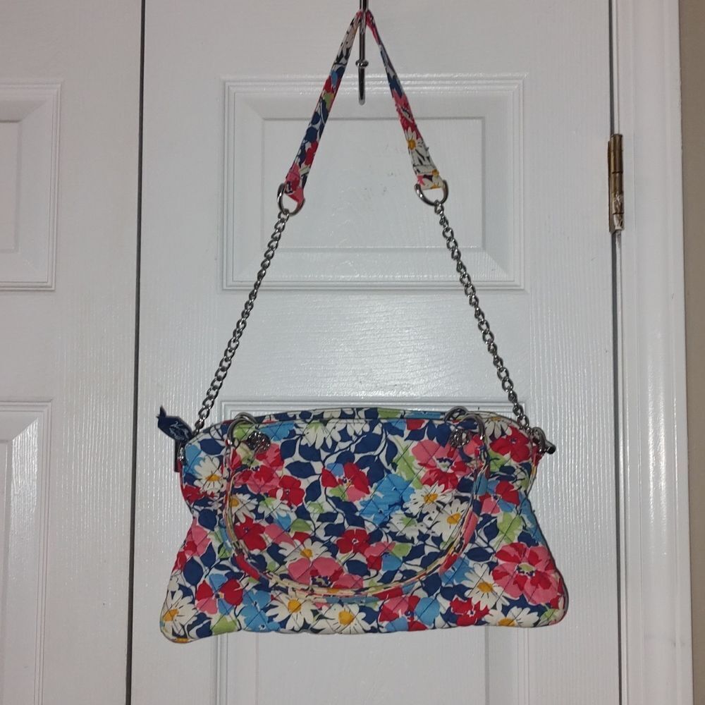 Vera Bradley Cottage Floral Shoulder Bag Handbag Summer Removable Straps Retired